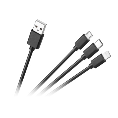 Kábel USB 3v1 microUSB, USB typ C, Lightning Kábel USB 3v1 microUSB, USB typ C, Lightning