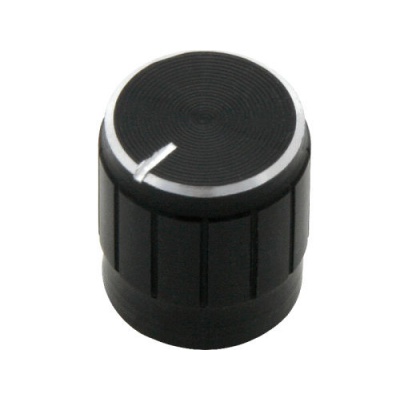 Gombík na potenciometer 15mm čierny kov. Gombík na potenciometer 15mm čierny kov.