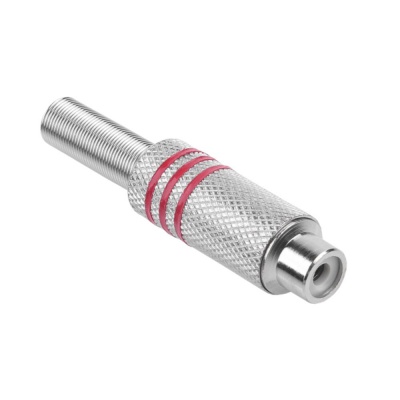 Konektor RCA zásuv. kov 3 pásiky červený Konektor RCA zásuv. kov 3 pásiky červený