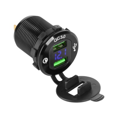 Nabíjačka do auta 2xUSB Quick charge+voltmeter panelová Peiying Nabíjačka do auta 2xUSB Quick charge+voltmeter panelová Peiying