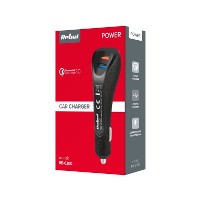 Nabíjačka do auta 2xUSB 5100mA 15W Quick Charge 3.0 REBEL Nabíjačka do auta 2xUSB 5100mA 15W Quick Charge 3.0 REBEL