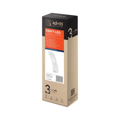 LED svietidlo PIRYT, 10W, senzor pohybu, IP54, 4000K, biele