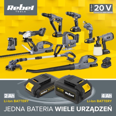 Akumulátorová striekacia pištoľ 20V REBEL TOOLS - bez batérie