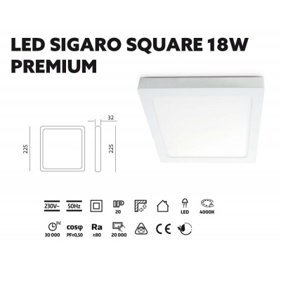 LED svietidlo SIGARO SQUARE 18W 4000K PREMIUM LED svietidlo SIGARO SQUARE 18W 4000K PREMIUM