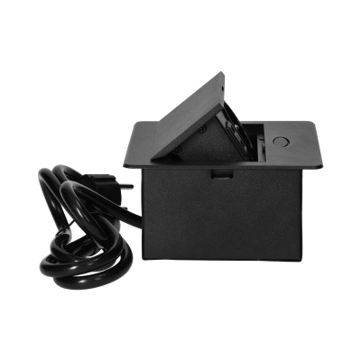 Nábytková zásuvka výklopná 230V + 2x USB, čierna