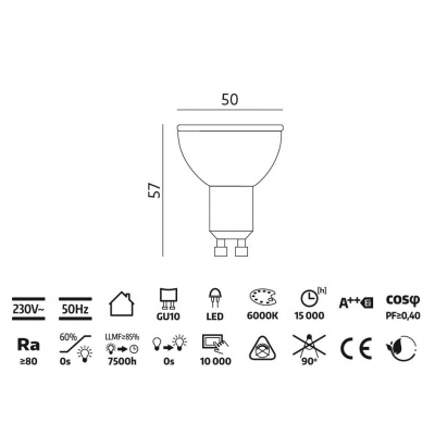 Žiarovka LED 1W  GU10  6000K