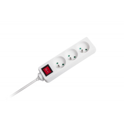 Predlžovací kábel s vypínačom 3 zásuvky, 5m, biely (3x1,5 mm) Predlžovací kábel s vypínačom 3 zásuvky, 5m, biely (3x1,5 mm)