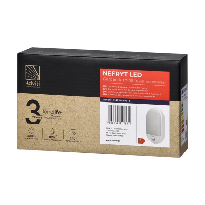 LED svietidlo NEFRYT, 15W, senzor pohybu, IP54, 4000K, biele