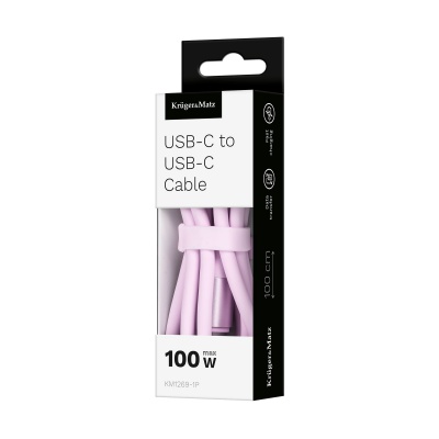 Kábel USB C - USB C 1m silikonový ružový Kruger&Matz Basic Kábel USB C - USB C 1m silikonový ružový Kruger&Matz Basic