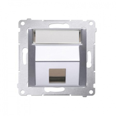 Kryt zásuvky 1x RJ45/RJ12 Simon 54 premium šikmý strieborný