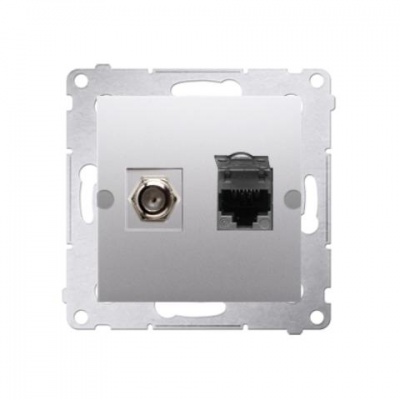 Zásuvka SAT "F" + RJ45 Simon 54 premium modul strieborná