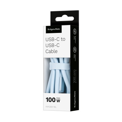 Kábel USB C - USB C 1m silikonový modrý Kruger&Matz Basic Kábel USB C - USB C 1m silikonový modrý Kruger&Matz Basic