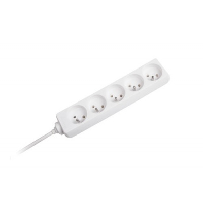 Predlžovací kábel 5 zásuviek, 5m, biela (3x1,5 mm) REBEL Predlžovací kábel 5 zásuviek, 5m, biela (3x1,5 mm) REBEL