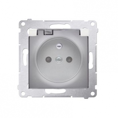Zásuvka 250 V Simon 54 premium IP44 s clonkami strieborná/transp
