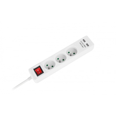 Predlž. zásuvka 3x+2xUSB+vypínač 5m biela Predlž. zásuvka 3x+2xUSB+vypínač 5m biela