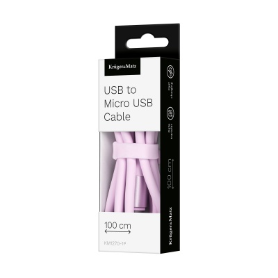 Kábel USB - micro USB 1m silikonový ružový Kruger&Matz Basic Kábel USB - micro USB 1m silikonový ružový Kruger&Matz Basic