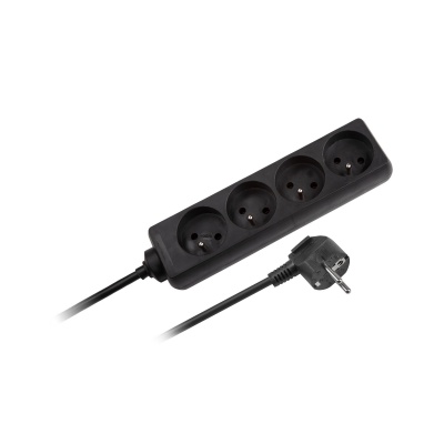 Predlžovací kábel 4 zásuvky, 1,5m, čierny (3x1mm) REBEL Predlžovací kábel 4 zásuvky, 1,5m, čierny (3x1mm) REBEL
