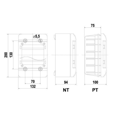 Rozvodnica nástenná 5-modulová IP55 Polam-Nakło Rozvodnica nástenná 5-modulová IP55 Polam-Nakło