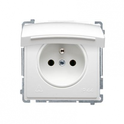 Zásuvka 250 V Simon Basic IP44 s clonkami modul biela
