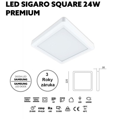 LED svietidlo SIGARO SQUARE 24W 4000K PREMIUM LED svietidlo SIGARO SQUARE 24W 4000K PREMIUM