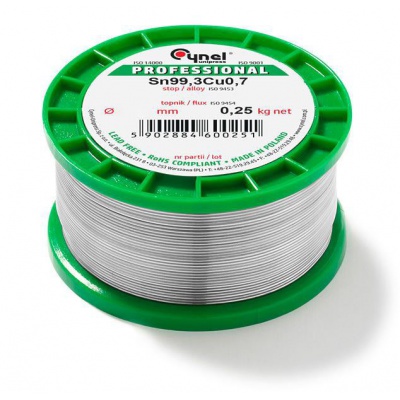 Cín 2,0mm/250g CYNEL Sn99,3Cu0,7 bezolovnatý Cín 2,0mm/250g CYNEL Sn99,3Cu0,7 bezolovnatý