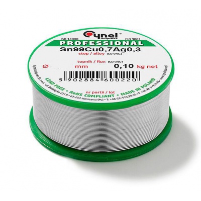 Cín 0,50mm/100g CYNEL Sn99,3Cu0,7 bezolovnatý Cín 0,50mm/100g CYNEL Sn99,3Cu0,7 bezolovnatý