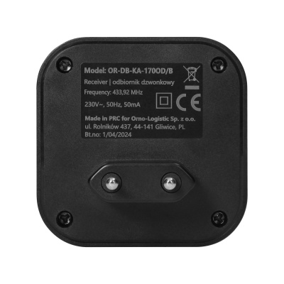 Bezdrôtový zvonček ATEL AC 230V, 38 melódii, čierny