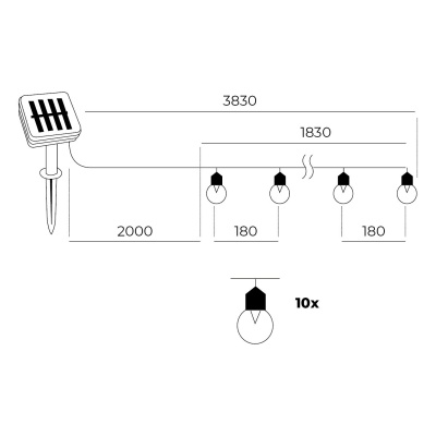 Solárna reťaz STARLIGHT 10 LED 6000K LED2B