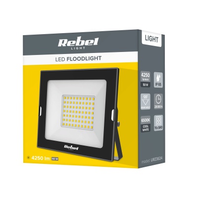 LED Reflektor 50W 6500K čierny 230V Rebel