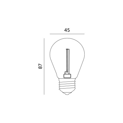 Žiarovka LED E27 ST45 1W, 2700K, 230V, LED filament, globo