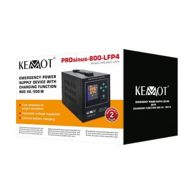 Záložný zdroj  PROsinus-800-LFP4 12V 230V 800VA/500W KEMOT