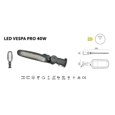 Pouličné LED svietidlo VESPA PRO 40W 4000K IP65 KOBI