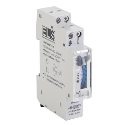 Časový spínač denný mechanický MPC1D 24H DIN ELS
