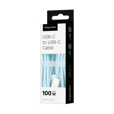 Kábel USB C - USB C 100 W 1,5m modrý Kruger&Matz Basic Kábel USB C - USB C 100 W 1,5m modrý Kruger&Matz Basic