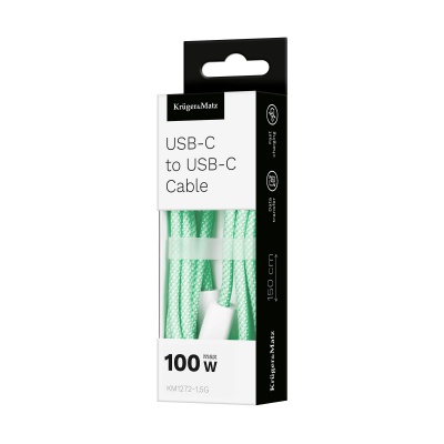 Kábel USB C - USB C 100 W 1,5m zelený Kruger&Matz Basic Kábel USB C - USB C 100 W 1,5m zelený Kruger&Matz Basic
