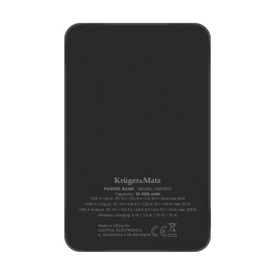 POWER BANK indukčná Kruger&Matz 10000mAh Mag Safe čierna POWER BANK indukčná Kruger&Matz 10000mAh Mag Safe čierna