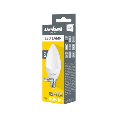 Žiarovka LED 8W E14 4000K 230V svieca Rebel