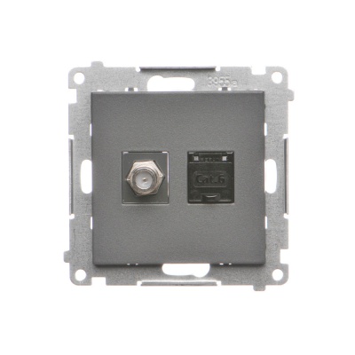 Zásuvka SAT "F" + RJ45 kat.6 Simon 55 modul grafit matný