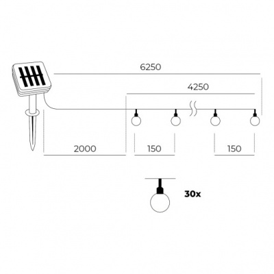 Dekoratívne solárne osvetlenie SOLAR 30 LED AURA 3000K LED2B