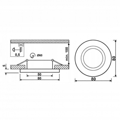 Svietidlo bodové pevné ARDALI OH14 leskly chrom