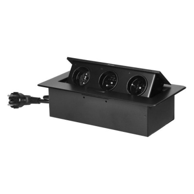 Zásuvkový blok výklopný 3 x zásuvka 230V čierny 1,5m