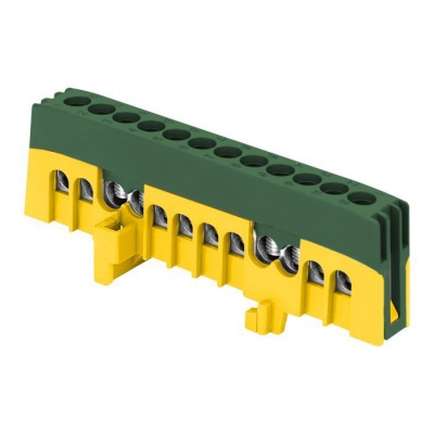 Zbernica na DIN lištu 12PIN izolovaná zelená