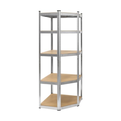 Kovový rohový úložný regál 180x40x70 strieborný Rebel