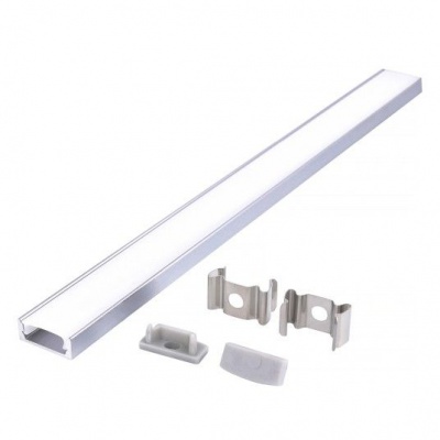 Hliníkový LED profil P01 strieborný + mliečny kryt 2m a koncovky
