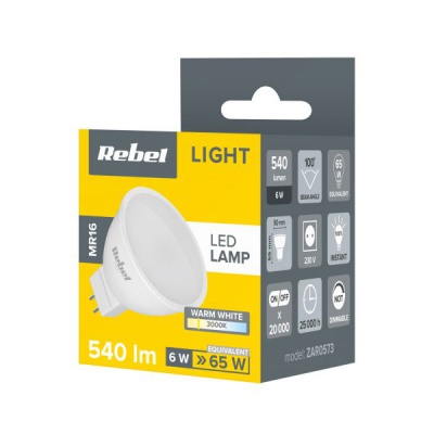Žiarovka LED 6W MR16 3000K 230V Rebel