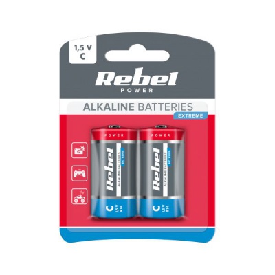Batéria REBEL EXTREME alkalická LR14 blister (2ks)