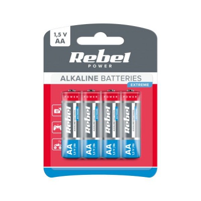 Batéria REBEL EXTREME alkalická AA 1,5V LR06 (4ks)