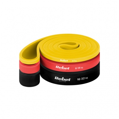 Sada 3 latexových gúm na cvičenie - Power Band 4-32 kg