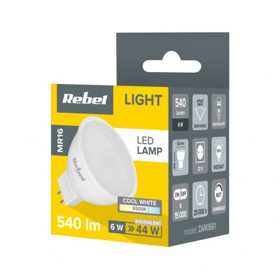 Žiarovka LED 6W MR16 6500K 12V Rebel