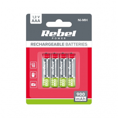 Akumulátory REBEL AAA, 900 mAh, Ni-MH, 1,2V, 4ks/bl , R3
